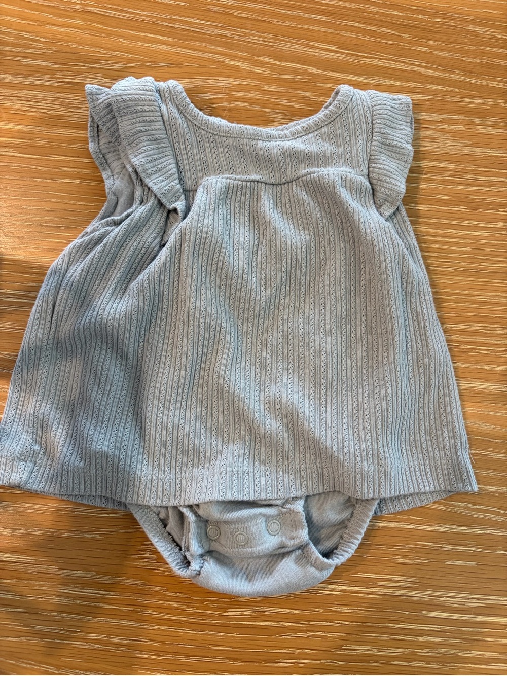 Carter's Light Blue Ribbed Flutter-Sleeve Bodysuit Dress